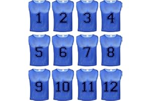 Athllete 12 pcs Duramesh Pinnies/Scrimmage Vest - Kids Youth and Adult Pinnies, Numbered Penny Jerseys for Soccer