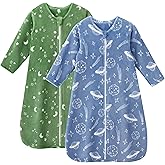 Unnivoll Fleece Baby Sleep Sack 0-6 Months Long Sleeve 2.0 Tog Baby Wearable Blanket with 2-Way Zipper Warm Sleeping Sack for Toddler Infant Newborn - Small Blue Green Planet