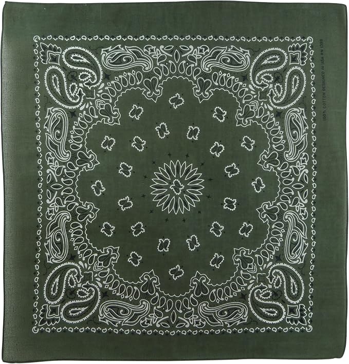 Unknown Men's Olive Green Paisley Bandana Bandanna Scarf Classic Urban