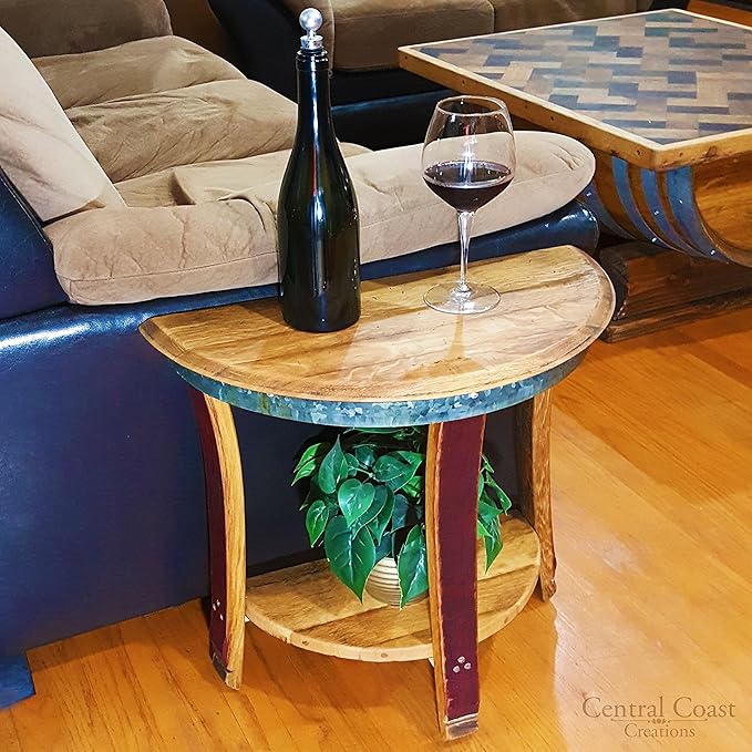 Amazon Com Half Moon Sofa End Table Wine Barrel Handcrafted