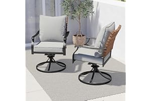 Grand patio 2-Piece Outdoor Dining Chair Set, 2 Leather-Look Wicker 360-Degree Swivel Patio Chair