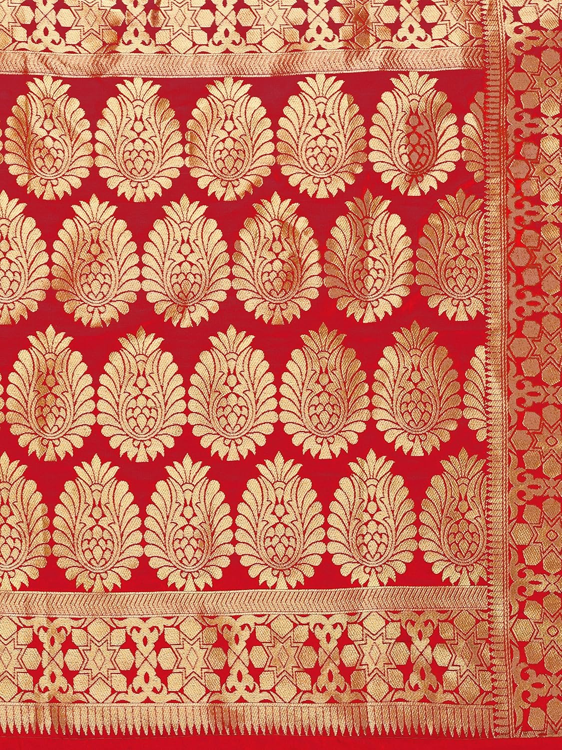 kimisha women's banarsi silk dupatta with tassels (kdup03red, red,free size)