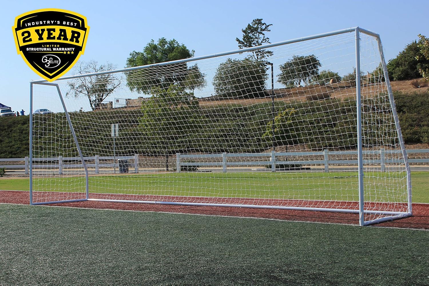G3ELITE Pro 24x8 Regulation Soccer Goal, (1) 3.5mm White