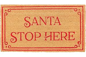 KAF Home Holiday Coir Doormat with Heavy-Duty, Weather Resistant, Non-Slip PVC Backing | 17 by 30 Inches, 0.6 Inch Pile Height | Perfect for Indoor and Outdoor Use (Santa Stop Here)