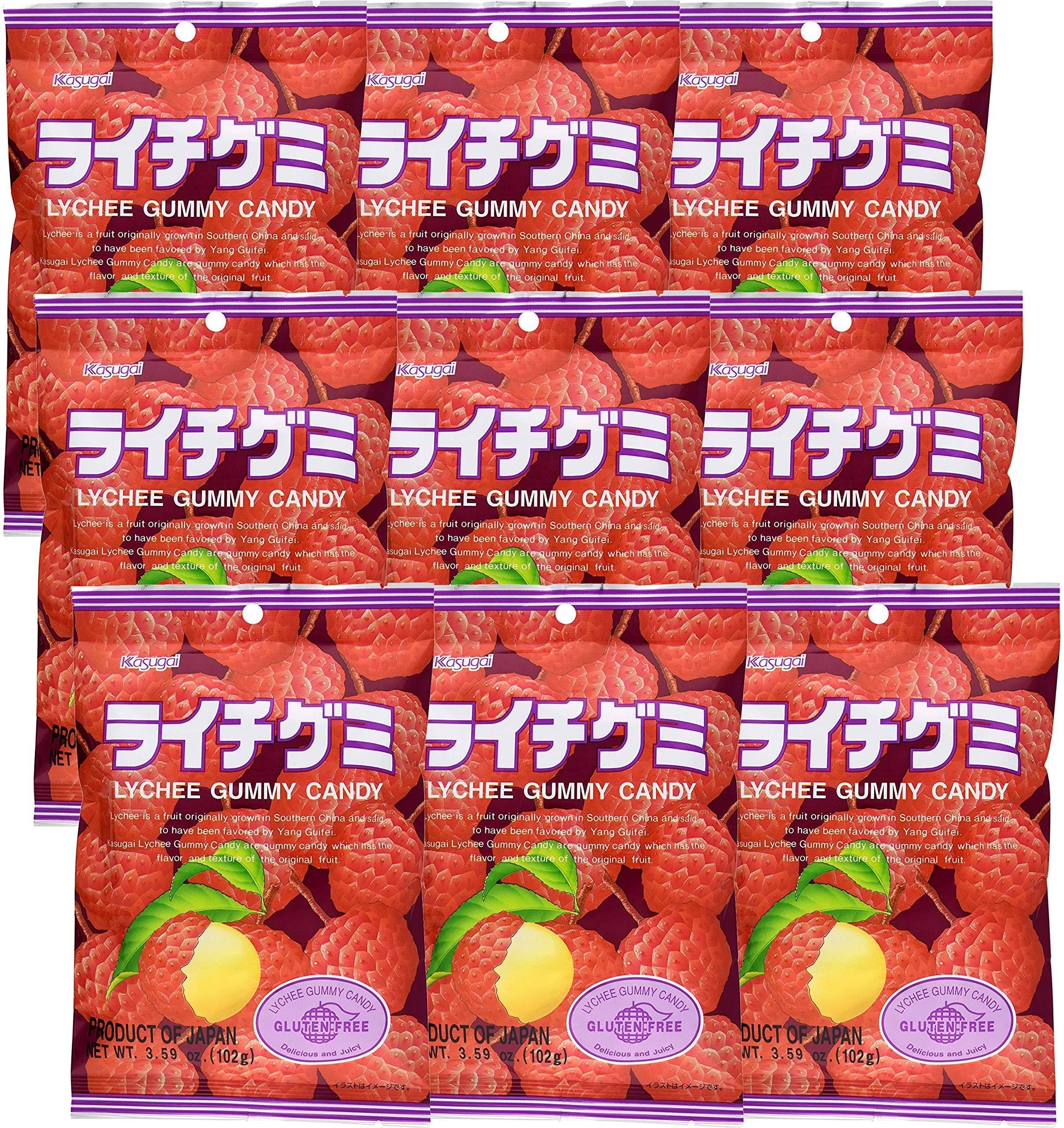 Kasugai Lychee Gummy Candy 3.59oz (9 Pack)