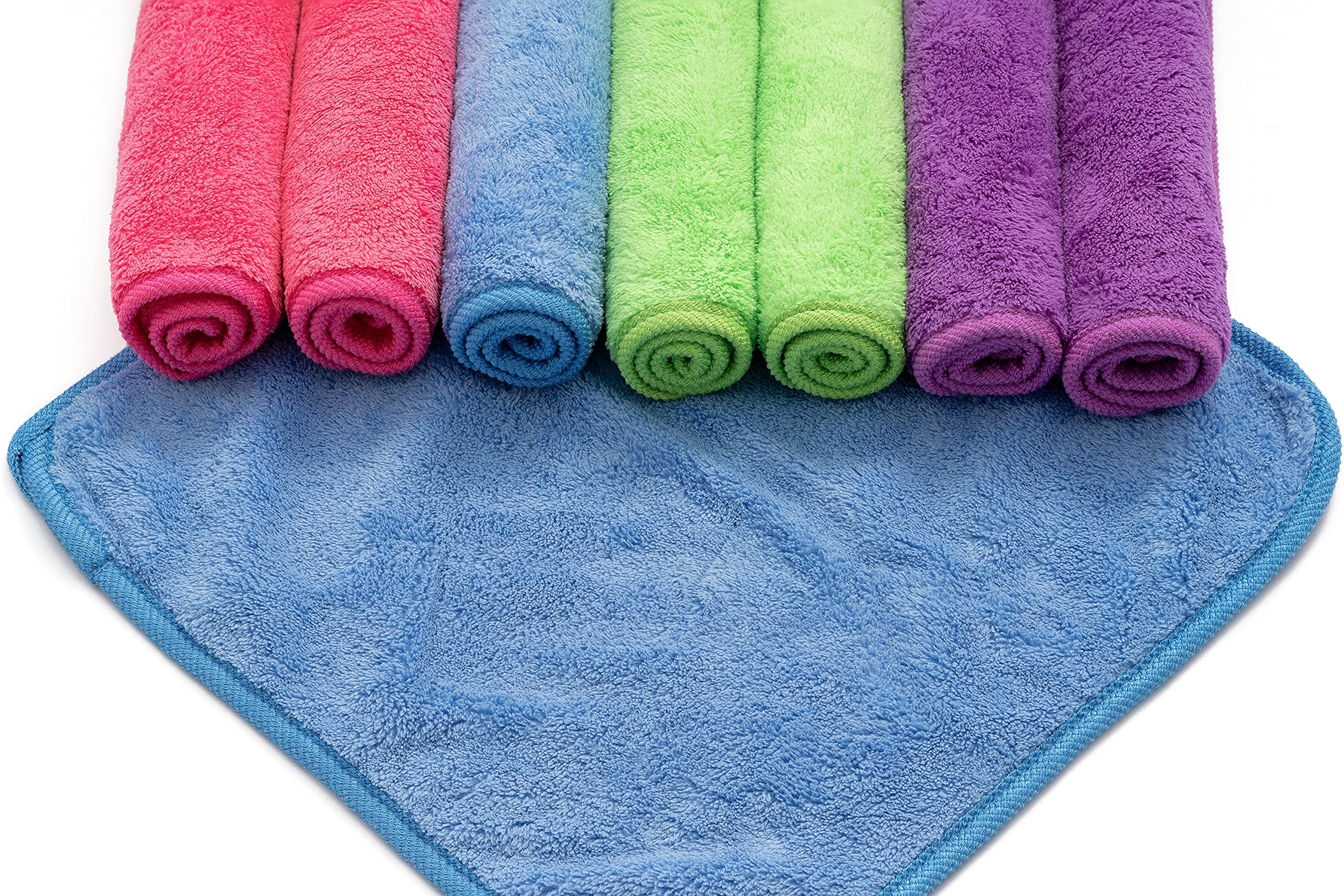 Pack of 8 large fluffy microfibre face cloths, towels, wash-cloth, flannel, microfibre