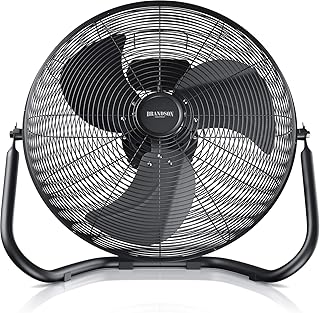 Brandson - Windmaschine Retro Stil 120 Watt - Ventilator schwarz - Standventilator 50cm - Bodenventilator - hoher Luftdurchsatz - stufenlos neigbarer Ventilatorkopf - schwarz matt