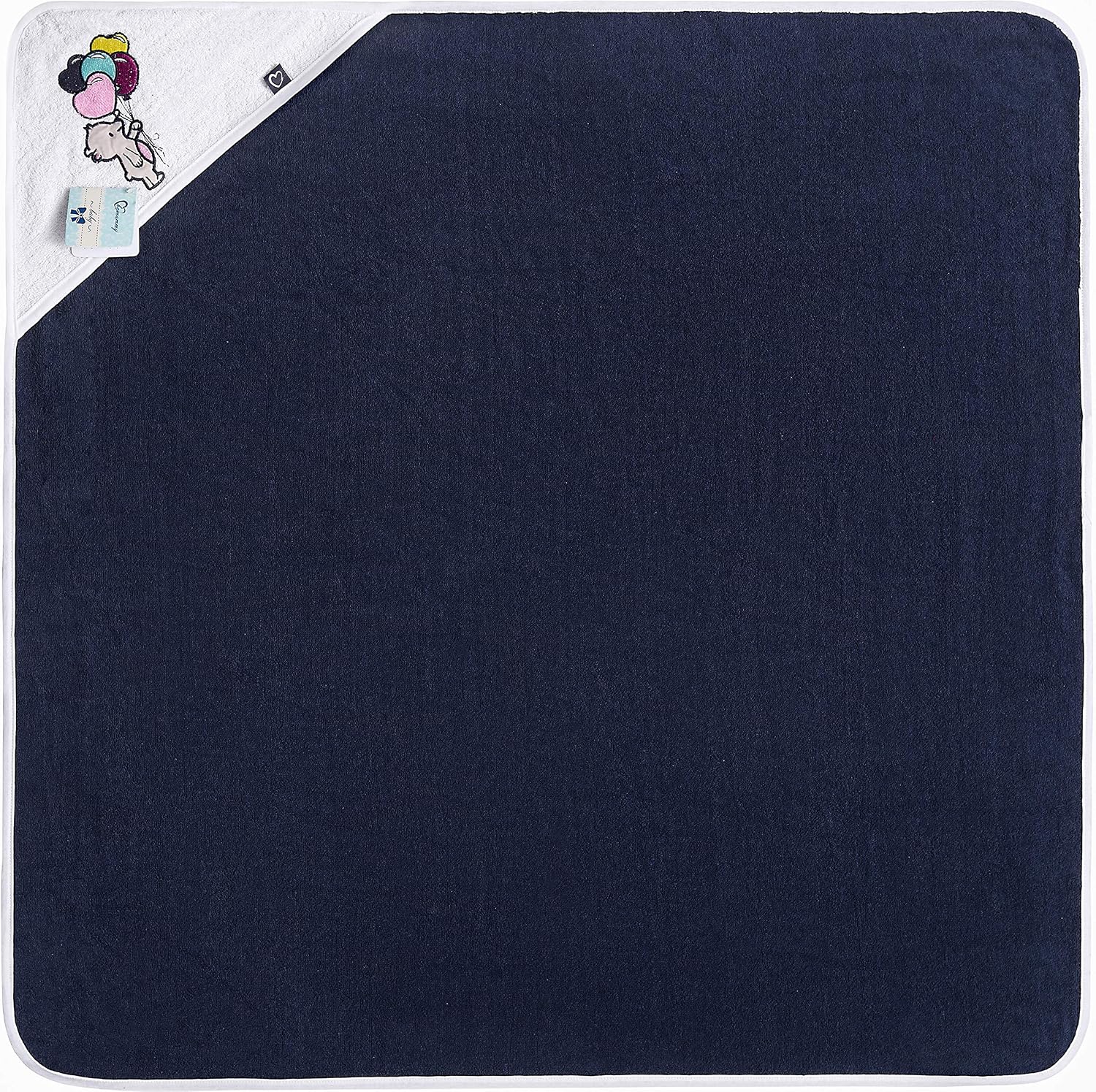 Be Mammy Baby Hooded Towel Made of Cotton Oeko-Tex Standard 100 39.37in x 39.37in BE20-240 (Dark Blue - Bear) - Image 3