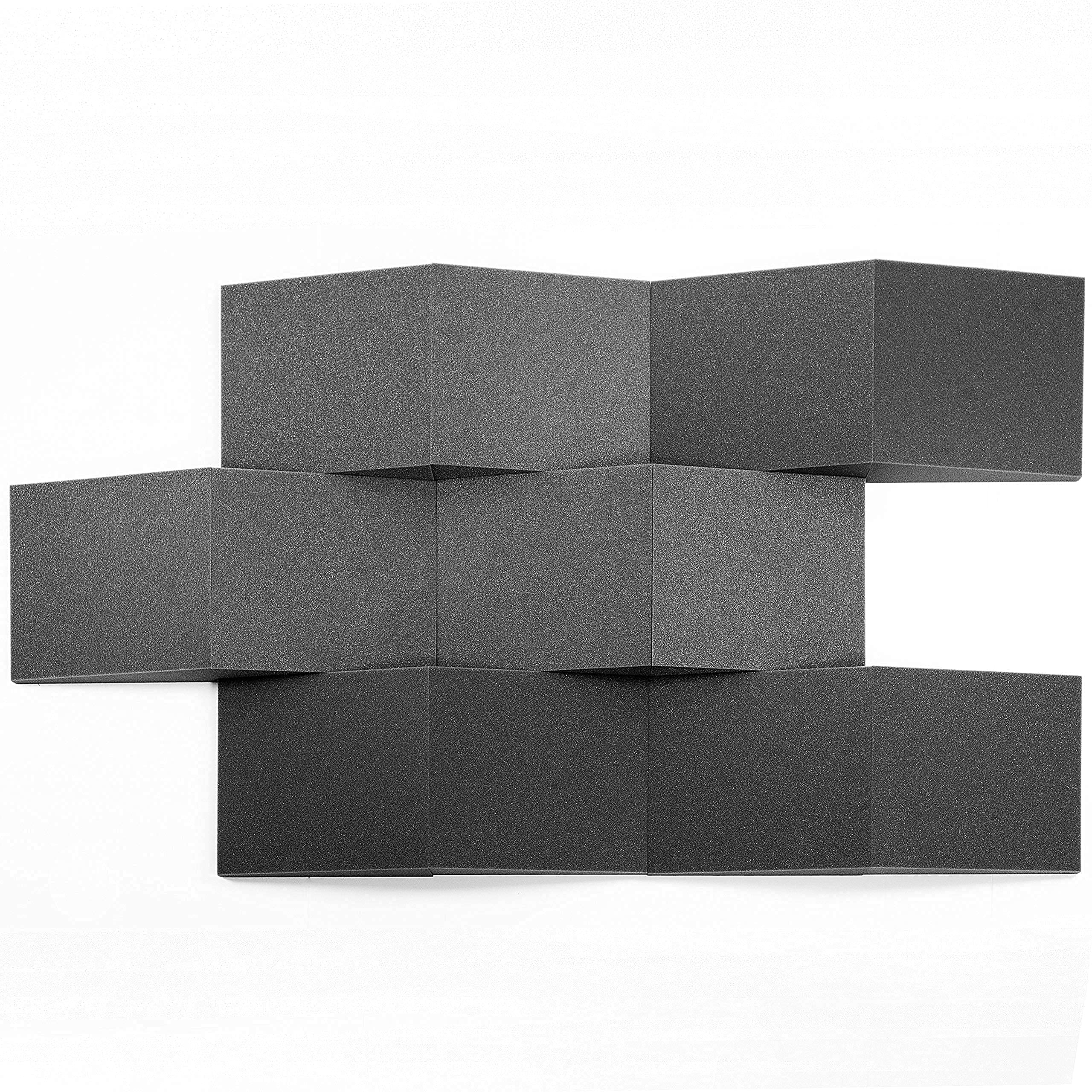AcousPanel Acoustic Foam 12 Acoustic Panels 30x30x8cm Uncompressed Grey Anthracite.