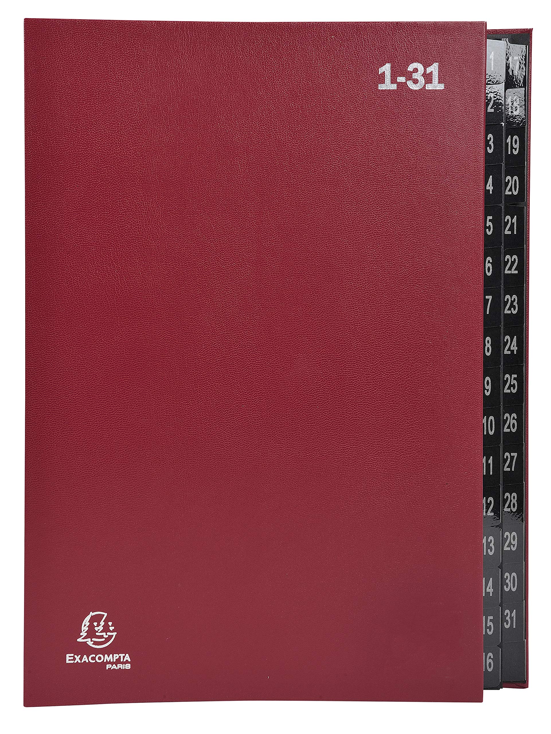 Exacompta - Ref 57035E - Multipart File - 250 x 330mm in Size, Suitable for A4 Documents, 270gsm Recycled Card, Expanding Spine, 32 Sections (Labelled 1-31) - Red