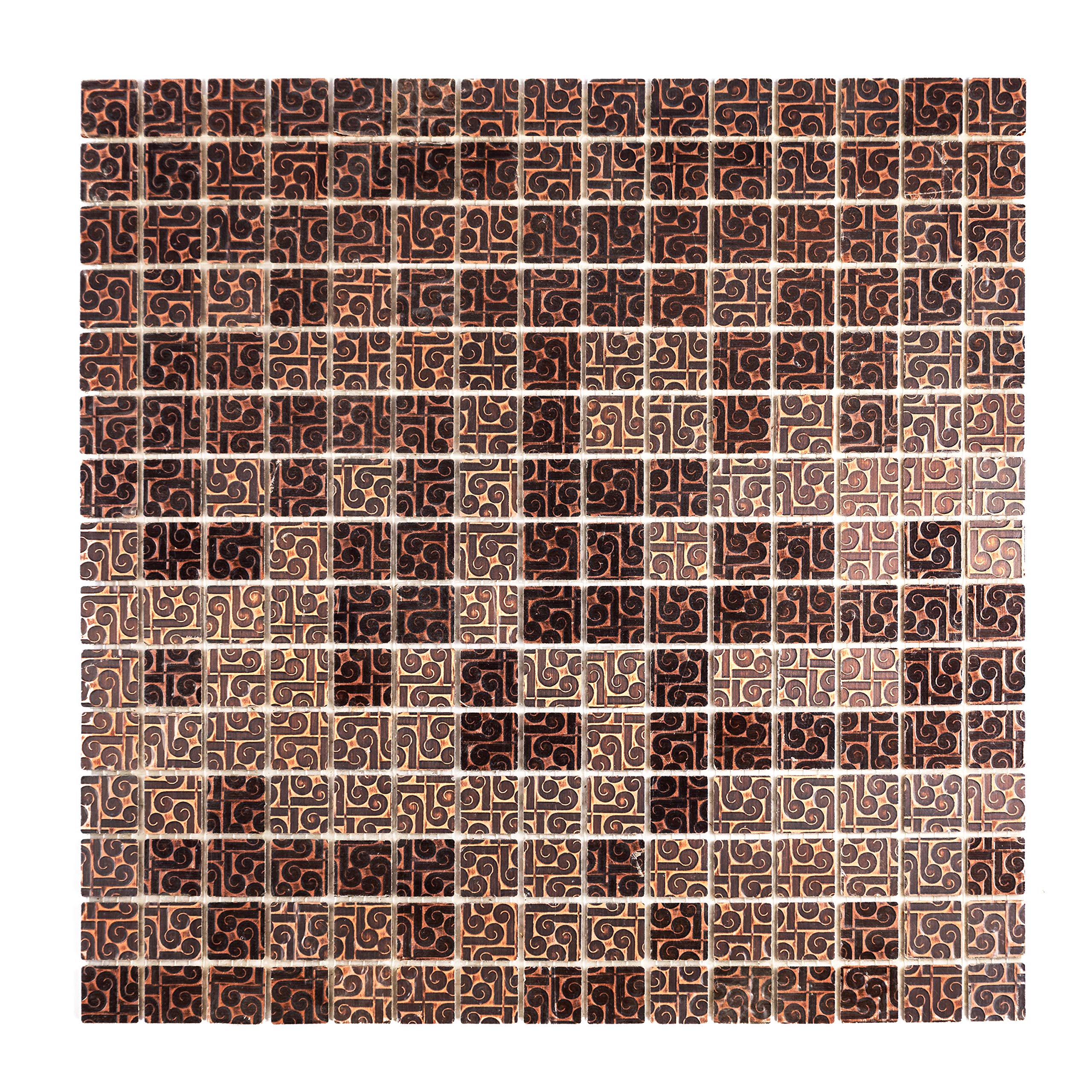 URBN Labyrinth Design Bronze Metallic Mosaic Tile for Kitchen and Bath - Single Sheet (13 inches x 13 inches, 1.15 SQ FT)