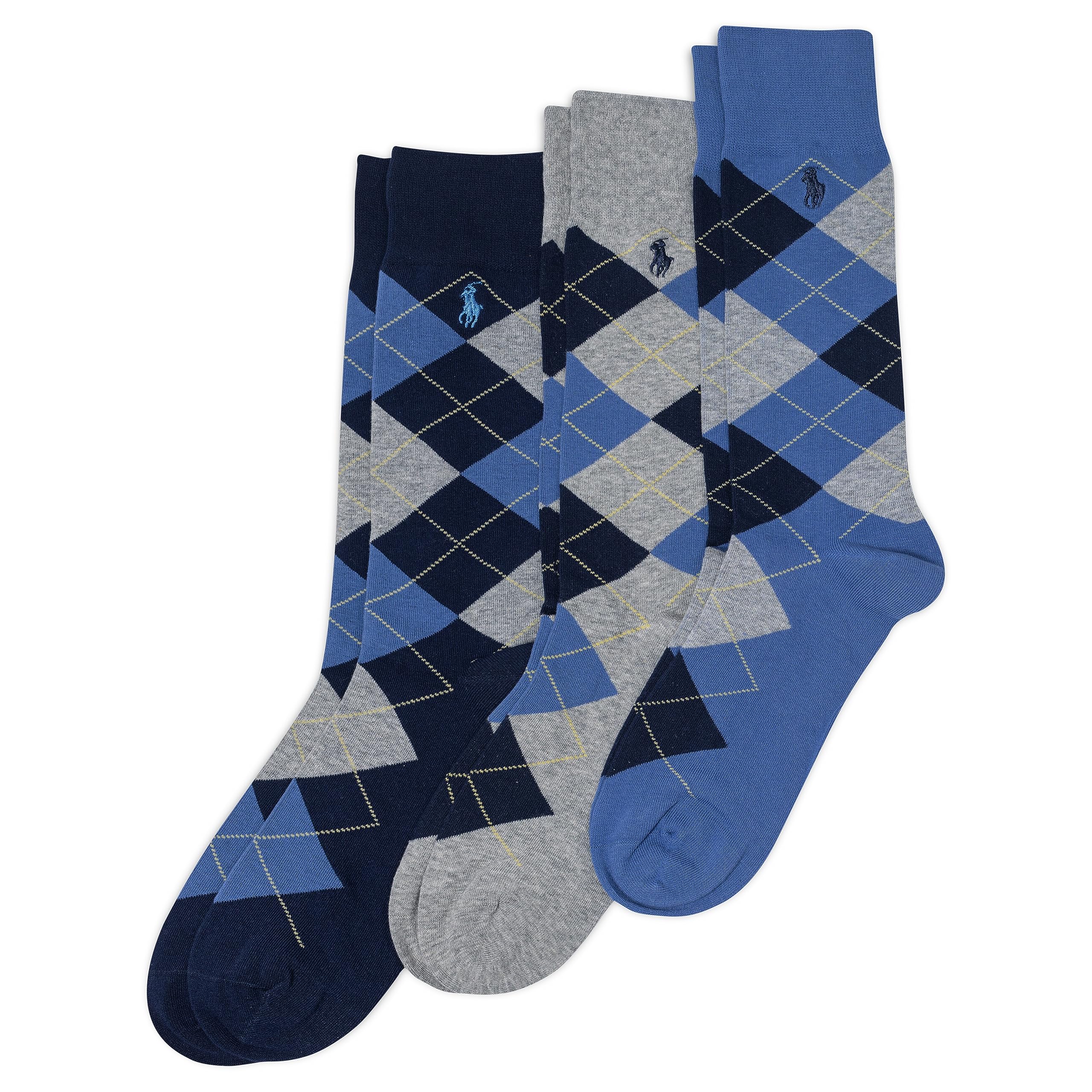 POLO RALPH LAUREN Men's Argyle Pattern Dress Crew Socks (3-Pack)