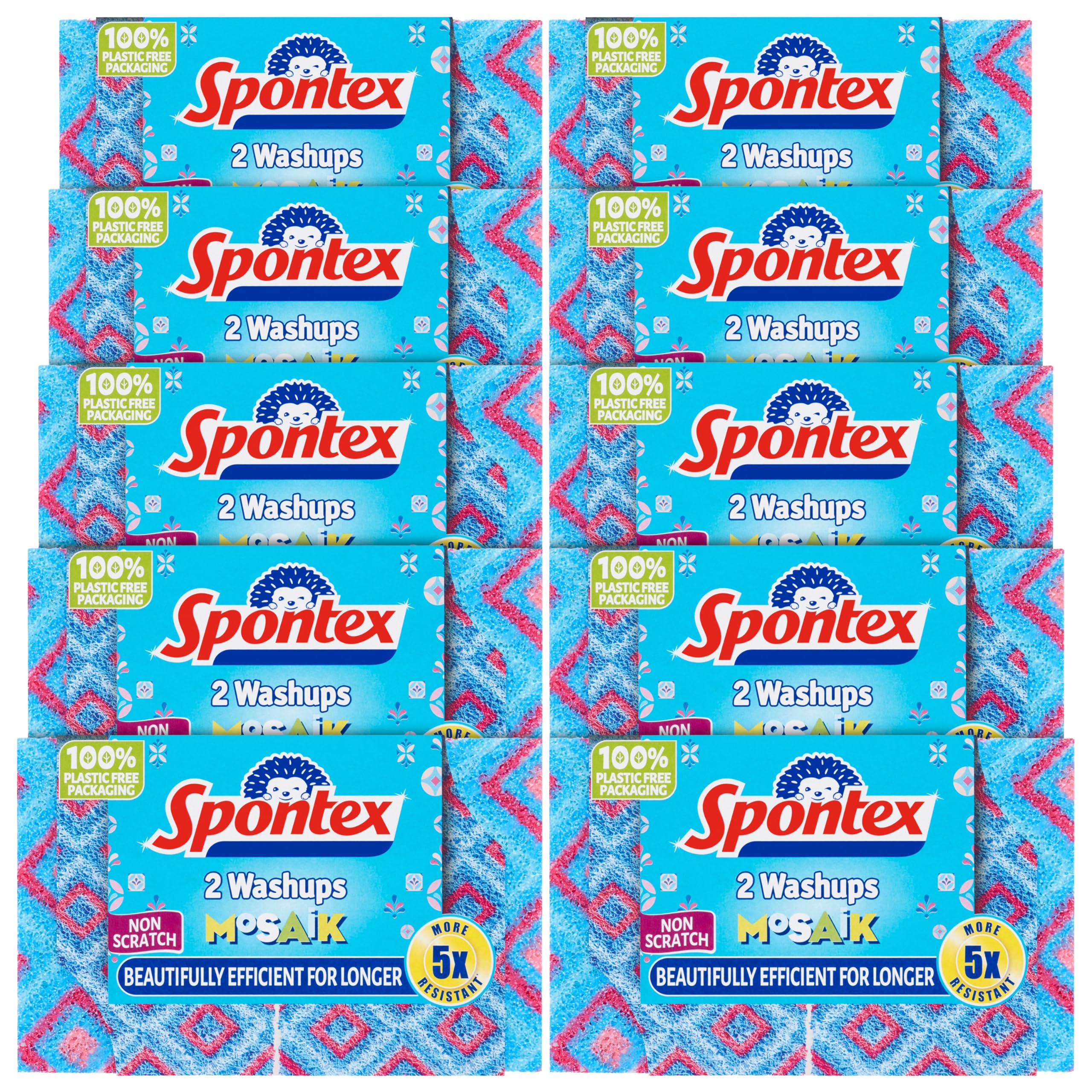 Spontex 2 Washups Mosaik Non Scratch Sponge Scourers