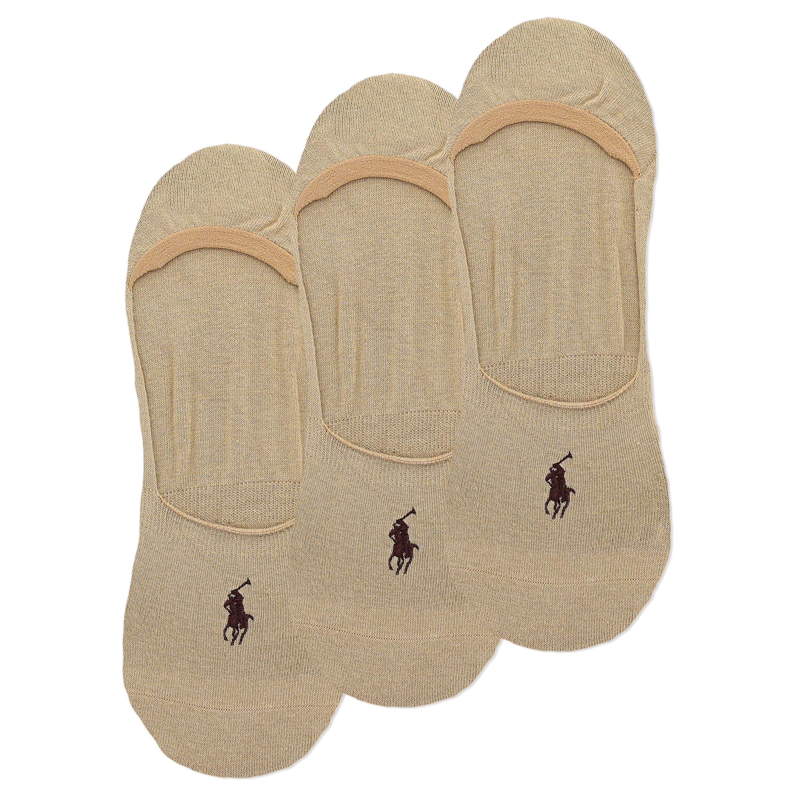 Polo Ralph Lauren Men's Dress Liner Socks - 3 Pair Pack - Lightweight Cotton Comfort with Non-Slip Heel