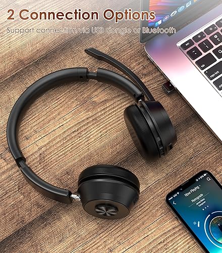 Upgraded Version) Wireless Headset, Bluetooth Headset with Noise