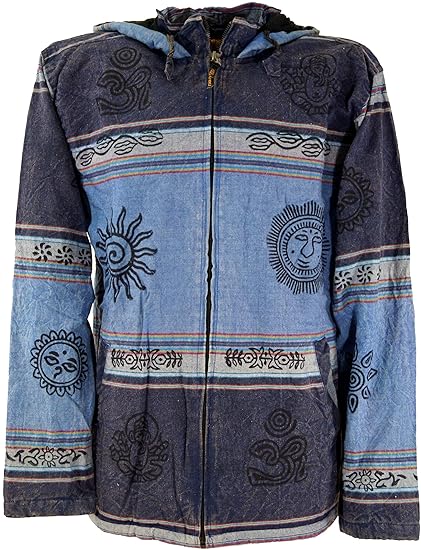 Guru-Shop Goa Jacke, Ethno Kapuzen Jacke, Herren, Baumwolle, Jacken, Strickjacken, Ponchos Alternative Bekleidung