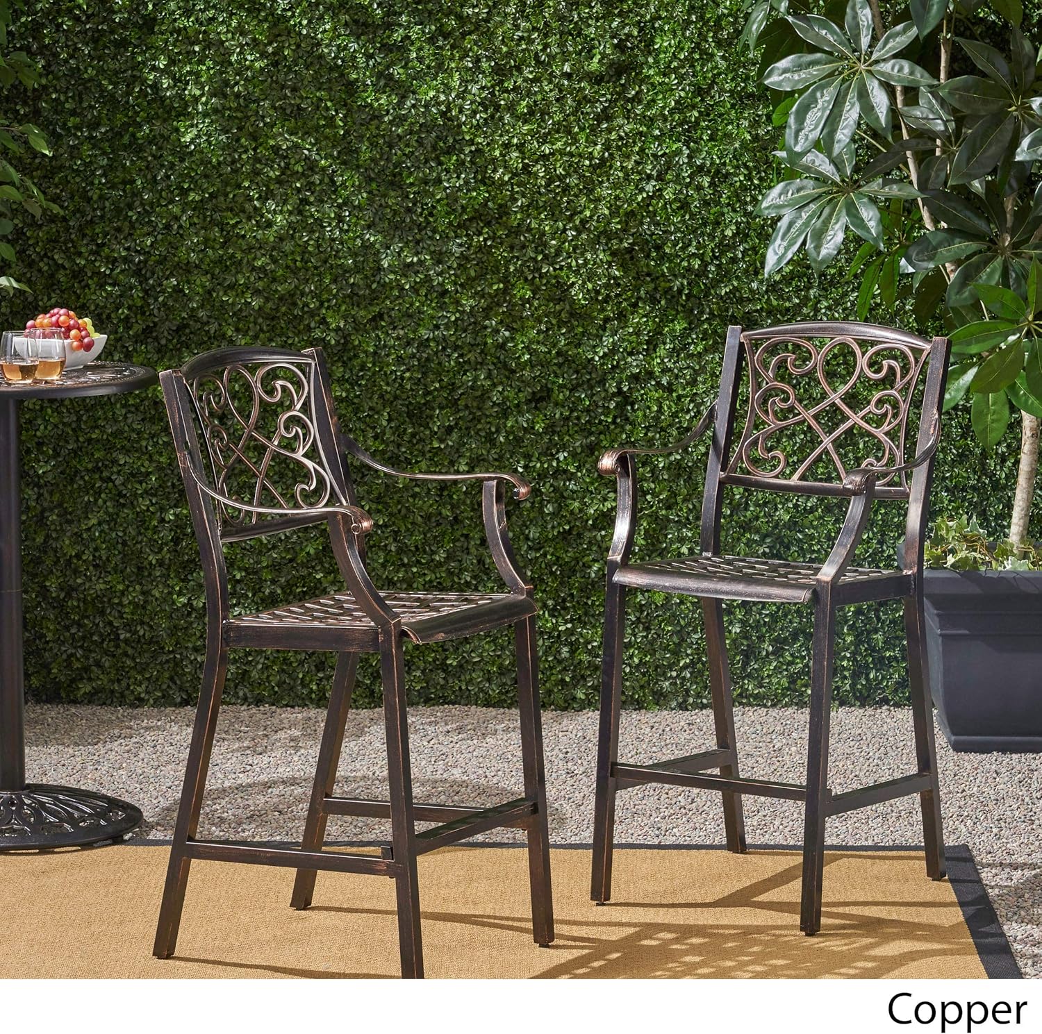 Christopher Knight Home 308839 Irene Outdoor 28" Aluminum Barstool (Set of 2), Copper Finish: Garden & Outdoor