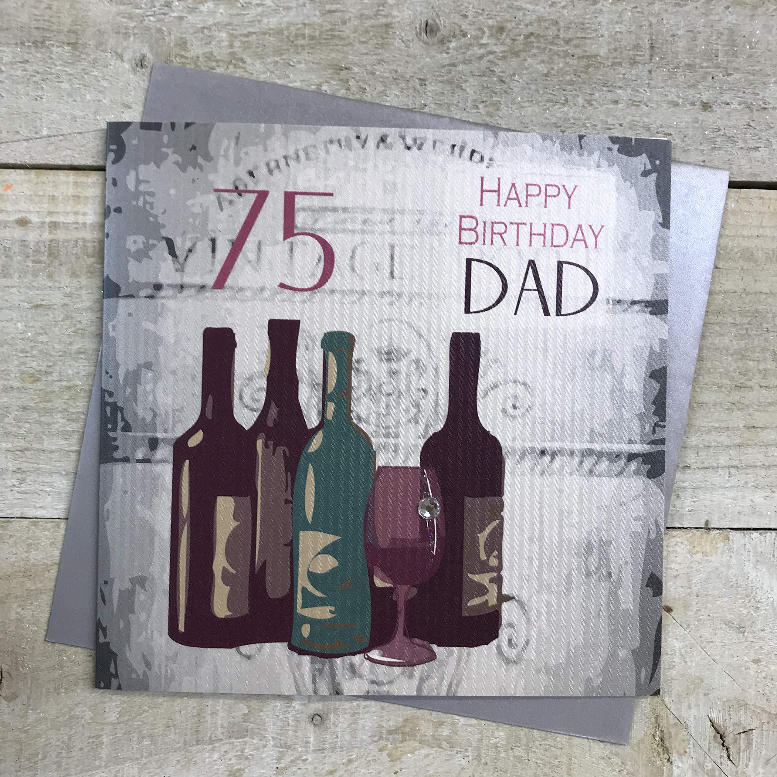 white cotton cards Handmade 75 Happy Birthday Dad Vintage Wine 75th Birthday Card, White, SB75D