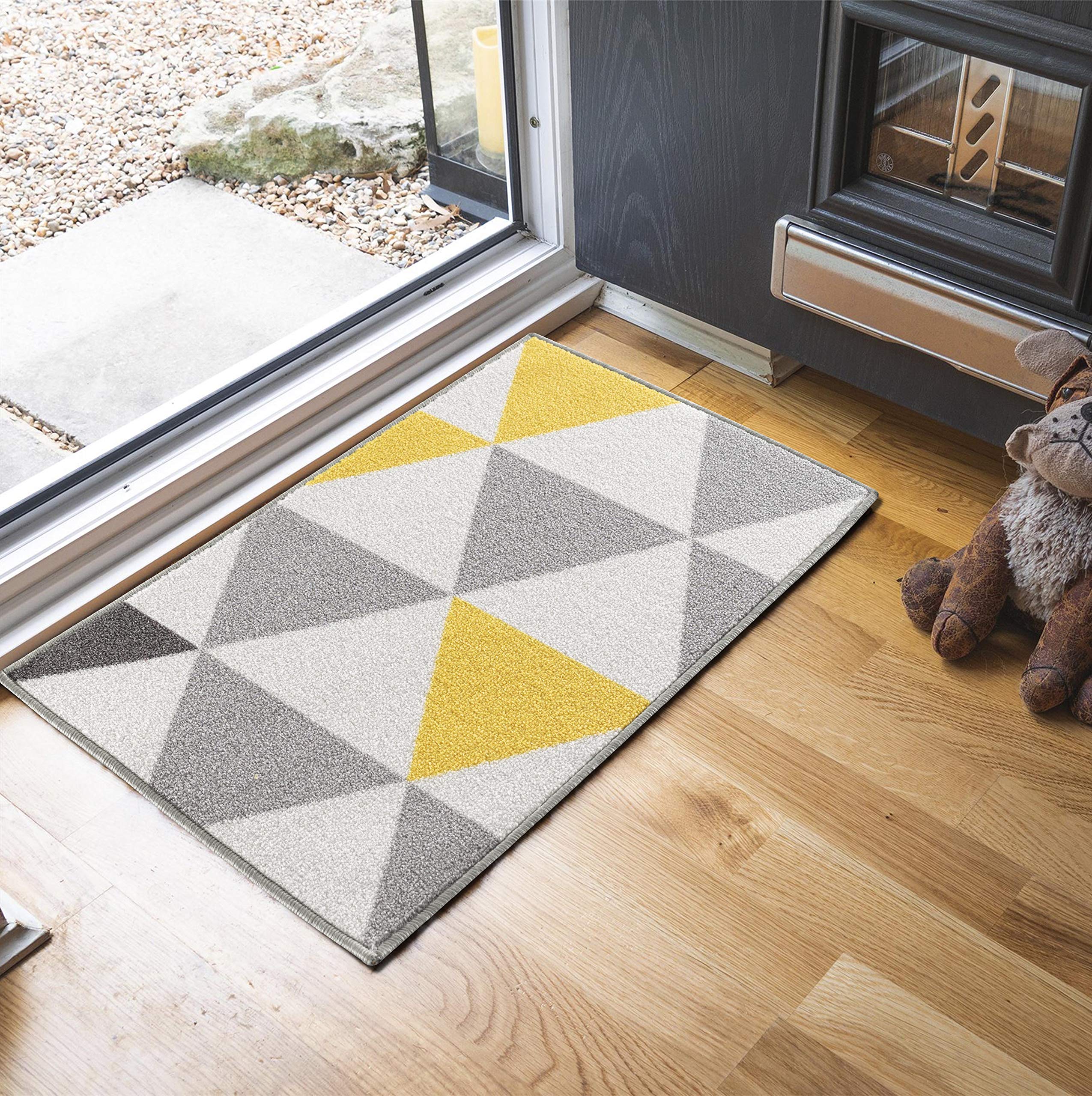 Washable Door Mat Kitchen Mats Non Slip Geometrical Design Hall Runner- Indoor Door Mat - Hallway-Passage Corridor Doormats - Floor Mat
