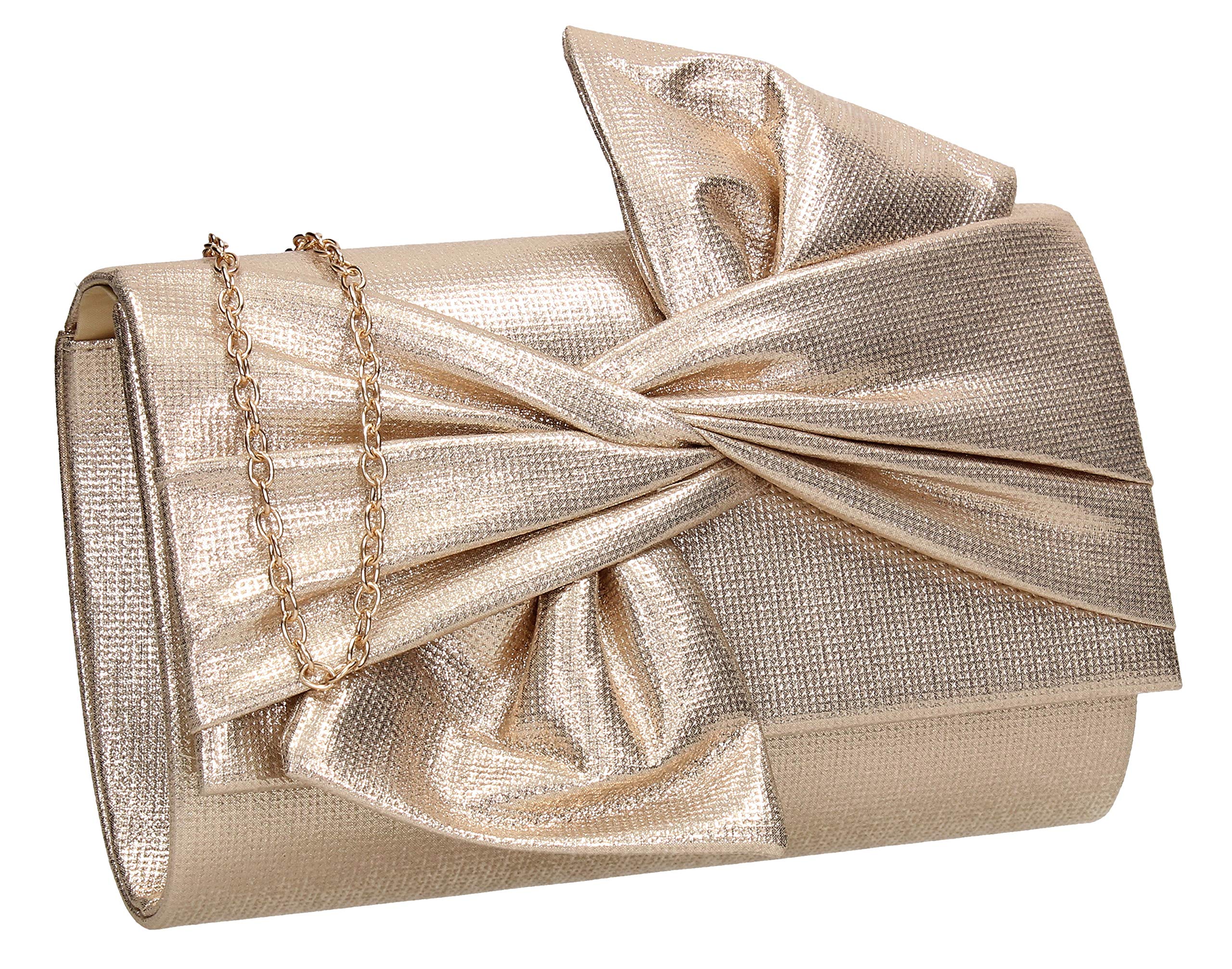 SwankySwans June Bow Style Clutch Bag Gold