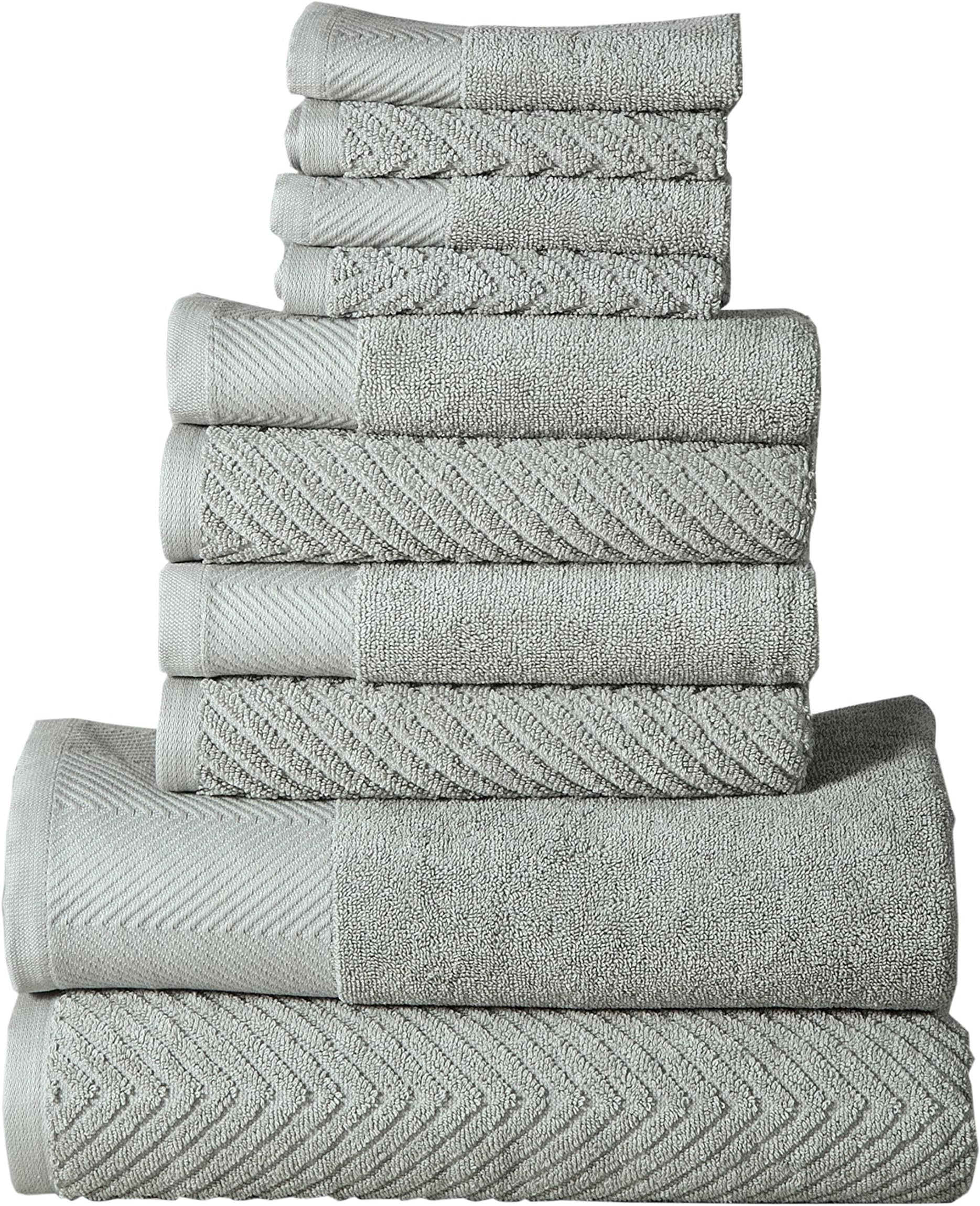 Affinity Home Collection HB-ES10PCTST-JDE 10 Piece Elegance Spa 100% Egyptian Cotton Jacquard Towel Set, Jade