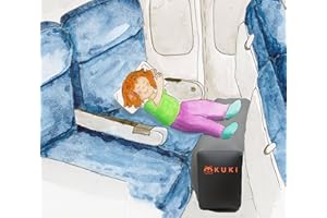 Inflatable Travel Pillow Bed/Leg Rest for Kids to Lie Down & Sleep on Long Flights, Long Distance Journeys in Cars, on Buses or Trains. Elevate Your Legs for Better Circulation. Gray. by KUKI