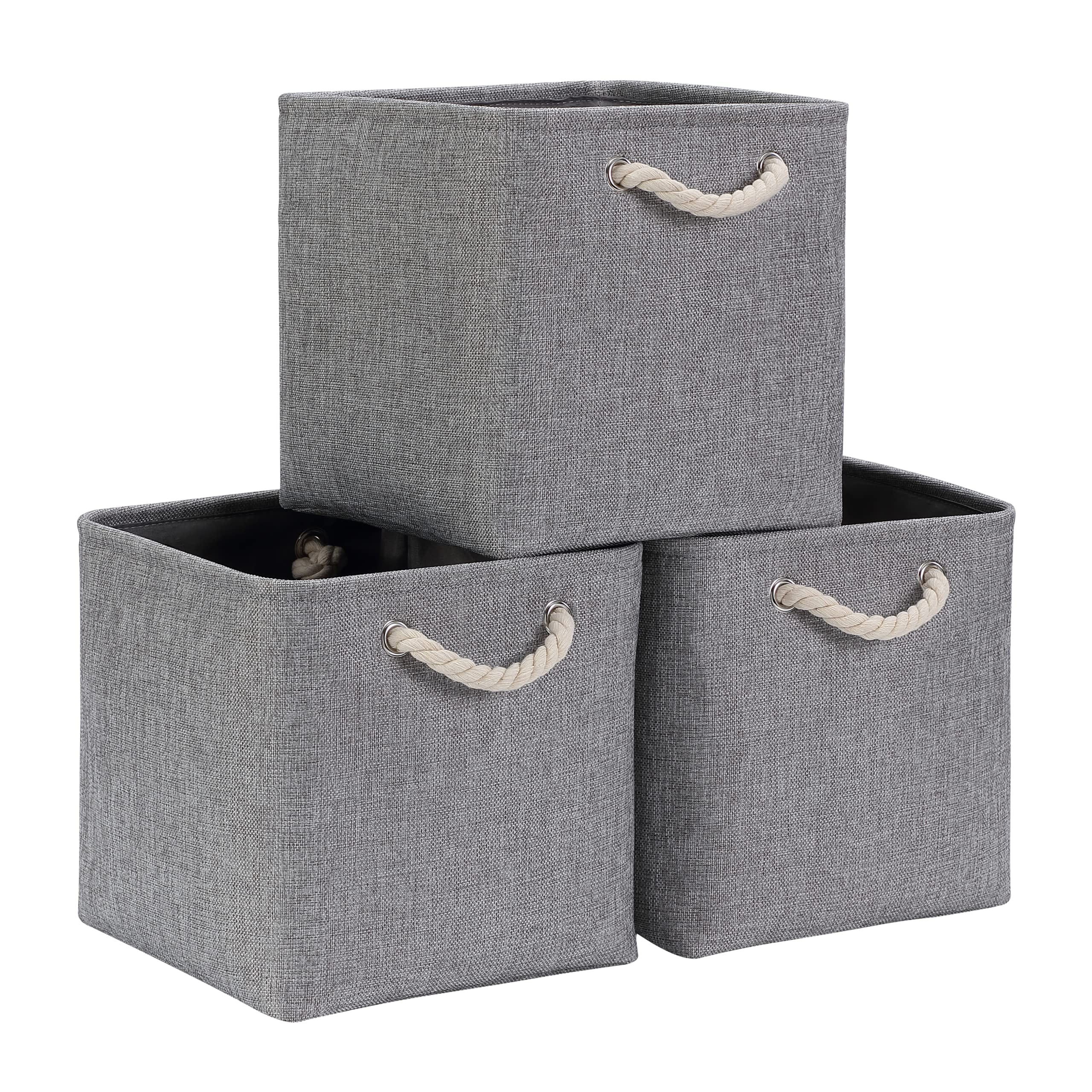 Mangata Cube Storage Boxes 28x28x28cm Fabric Collapsible Grey 3 Pack