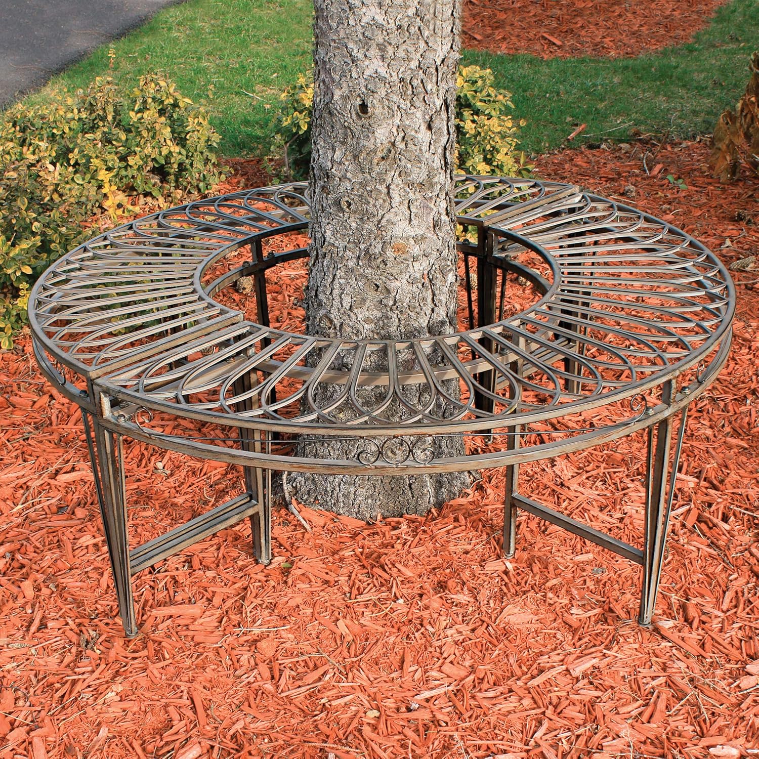 Design Toscano ZJ12063 Roundabout Circular Garden Tree Bench Seat, 47 Inch, Grey : Outdoor Benches : Garden & Outdoor