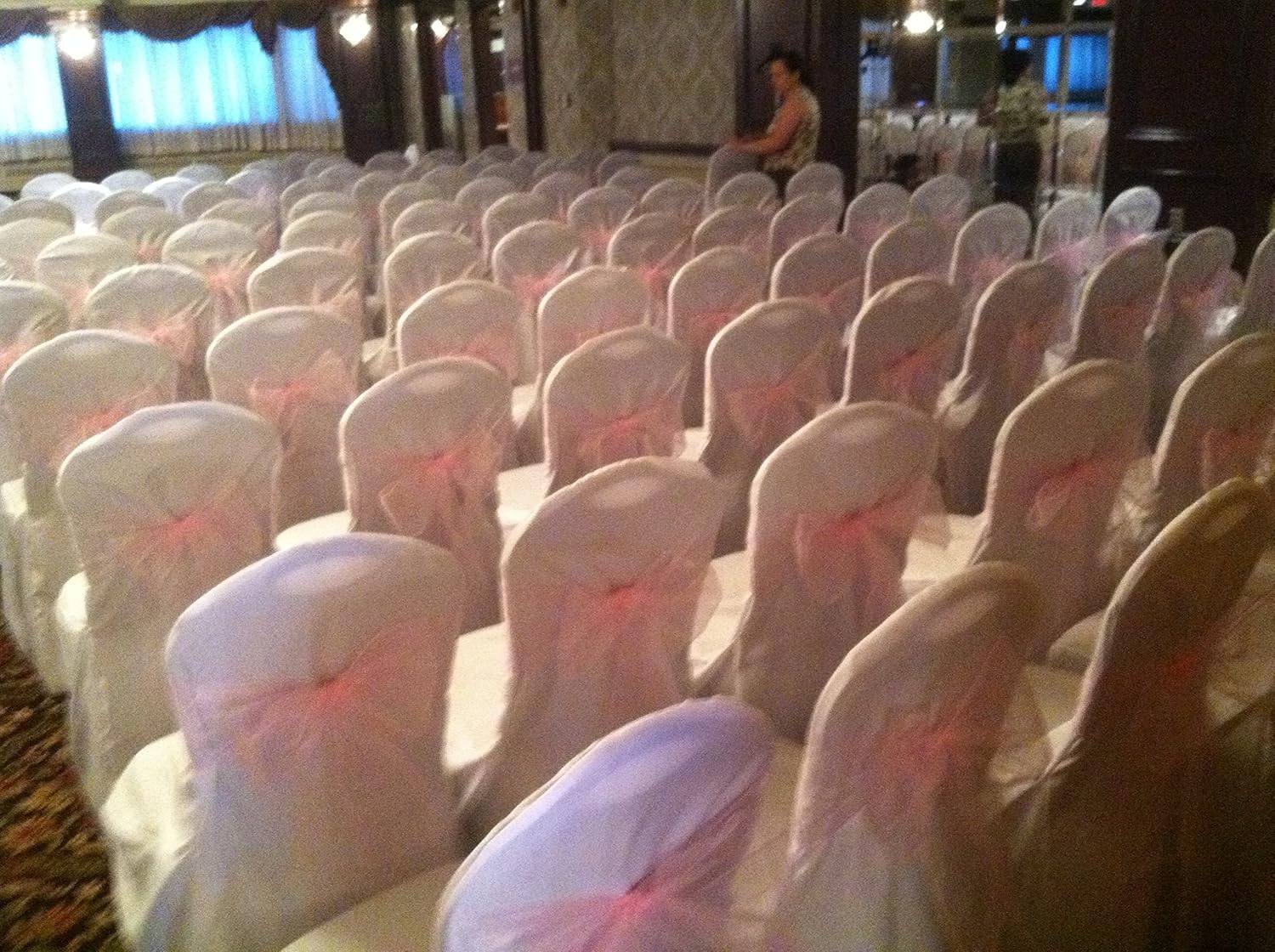 Amazon Com White Wedding Round Top Banquet Chair Covers Set Of