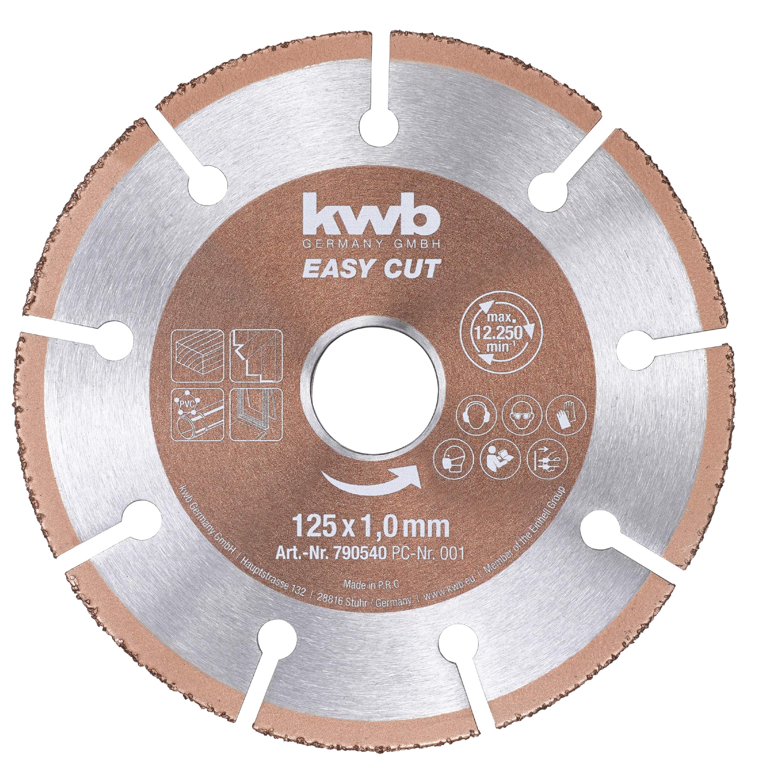 kwb 790540 Easy-Cut Universal Carbide Cutting Disc 125 mm x 1.0 mm, Flex Slice f. Div. Materials, Hole 22.23 mm, 125mm