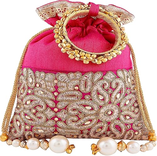 Bombay Haat Womens Red Silk Potli