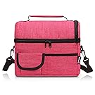 PuTwo Lunch Bag Insulated Large Capacity with YKK Zip Adjustable Shoulder Strap Lunch Bag - Rosy