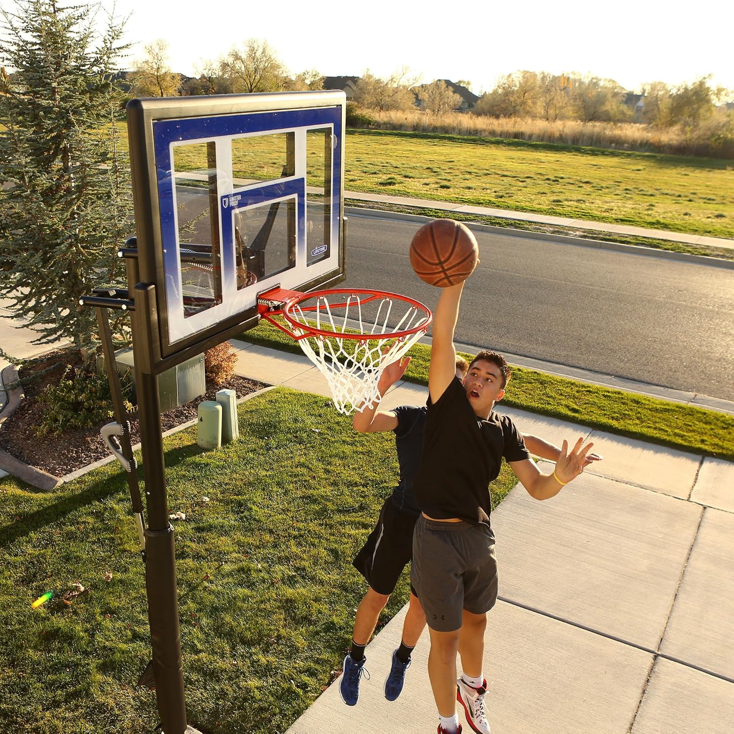 Lifetime 90020 Height Adjustable In Ground Basketball System, 48 Inch Shatterproof Backboard : Sports & Outdoors