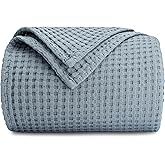 Comfy Cubs 100% Cotton Waffle Weave Throw Blanket Breathable Skin-Friendly Soft Lightweight Blankets - Perfect Warm Textured Blanket Layer - Size for Couch Bed & Sofa (Pacific Blue, 50" X 60")