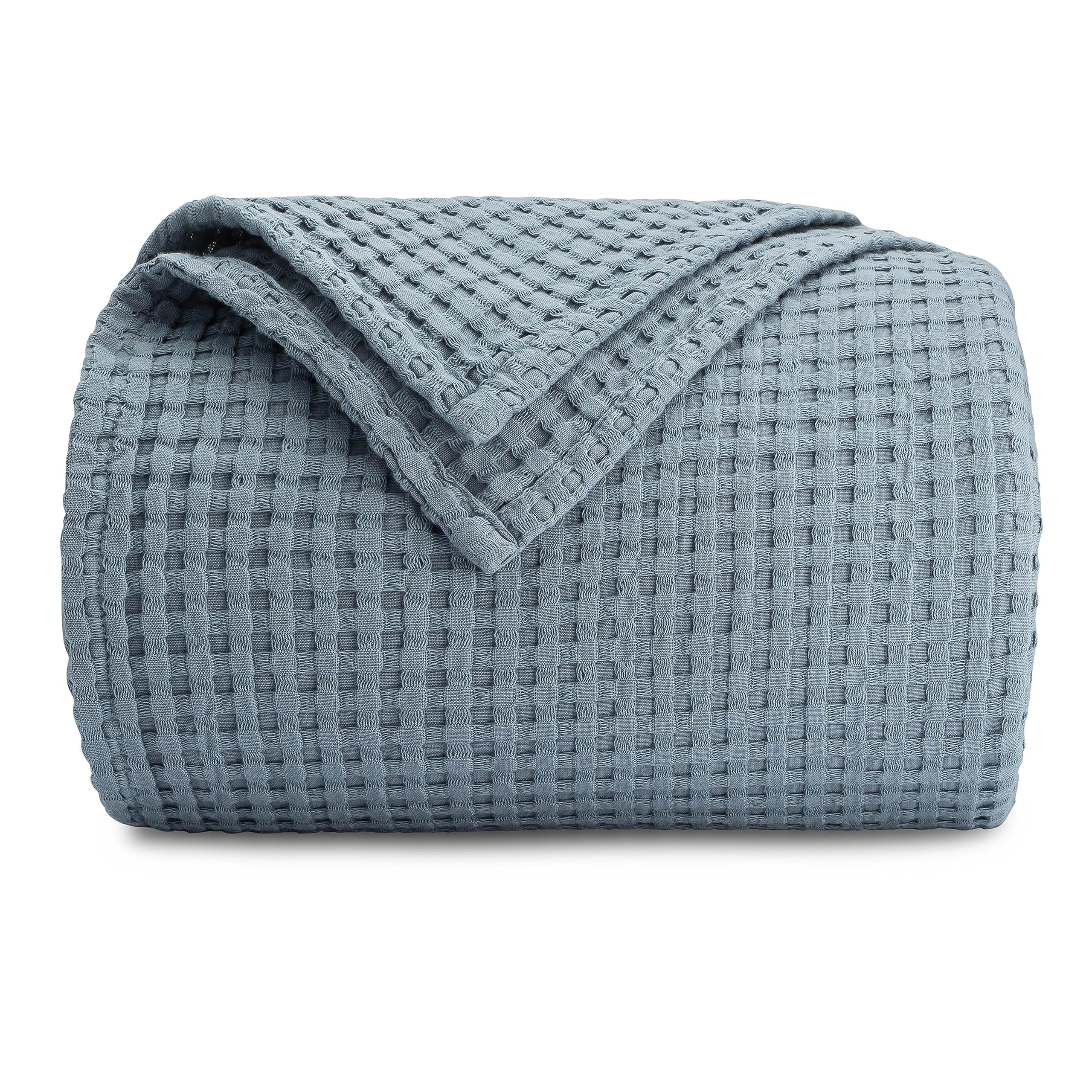 Comfy Cubs Waffle Blanket Queen, 229 cm x 229 cm - Lightweight & Breathable, 100% Cotton Blanket - Soft Waffle Weave for All Seasons - Luxurious & Cozy Layer for Couch, Sofa, or Bed - Pacific Blue