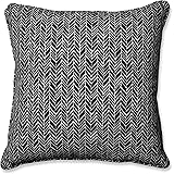 Pillow Perfect Outdoor/Indoor Herringbone Night Floor Pillow, 25" x 25", Black