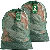 Handy Laundry Mesh XL Laundry Bag 24"x36" 2-Pack, Heavy Duty, Green | Machine Washable, Secure Drawstring, For Delicates, Travel &amp; Storage - College Dorms, Laundromats, Apartments