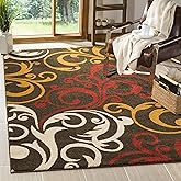 SAFAVIEH Newbury Collection Area Rug - 5'1" x 7'6", Brown & Gold, Floral Country Design, Non-Shedding & Easy Care, Ideal for 