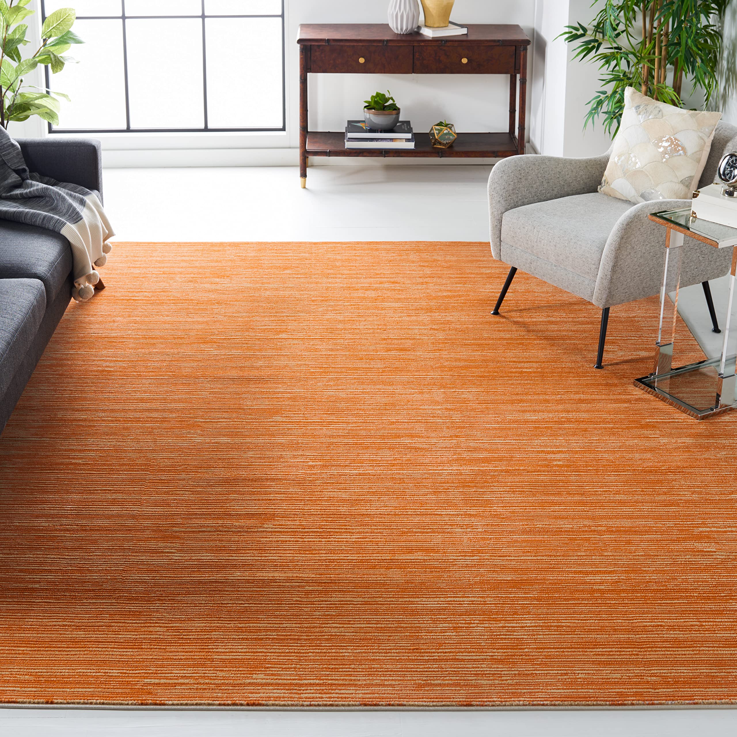 SAFAVIEH Vision Collection Area Rug - 10' Square, Orange, Modern Ombre Tonal Chic Design, Non-Shedding & Easy Care, Ideal for High Traffic Areas in Living Room, Bedroom, Dining (VSN606P-10SQ) Image SAFAVIEH Vision Collection Area Rug - 10' Square, Orange, Modern Ombre Tonal Chic Design, Non-Shedding & Easy Care, Ideal for High Traffic Areas in Living Room, Bedroom, Dining (VSN606P-10SQ) Image