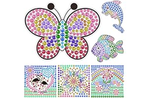 Yazhiji 6 Sheets Diamond Window Art Craft Kits for Kids, Suncatcher Kit for Ages 6 7 8 9 10 Flower Sun Dolphin DIY Painting Kit for Girls or Boys Ages 6+ Gemstone Sticker as Christmas Party Decor