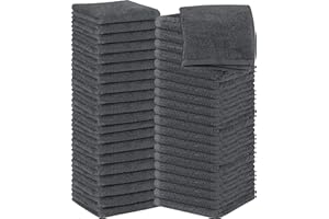 Utopia Towels 60 Pack Cotton Washcloths Set - 100% Ring Spun Cotton, Premium Quality Flannel Face Cloths, Highly Absorbent and Soft Feel Fingertip Towels (Grey)