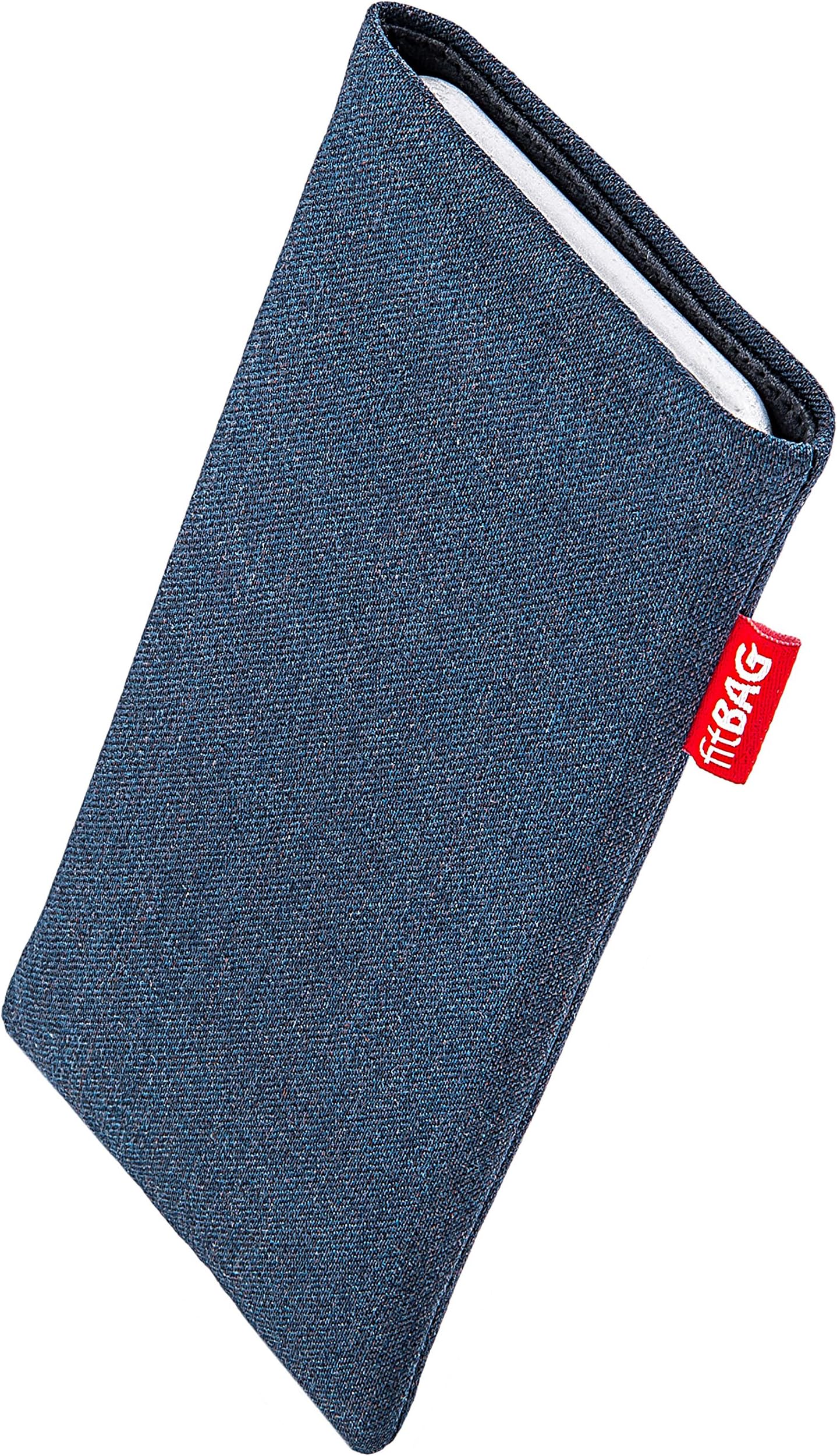 fitBAGJive Blue Custom Tailored Sleeve for Apple iPhone Xr | Made in Germany | Fine Suit Fabric Pouch case Cover with Microfibre Lining for Display Cleaning