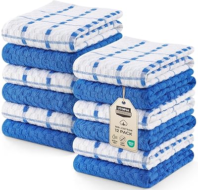 Utopia Towels 12-Pack Kitchen Towels 38x64 cm 100% Ring Spun Cotton Blue
