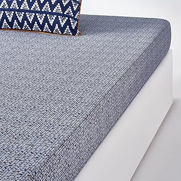 La Redoute Interieurs Popayan Imprimé Drap Housse Coton Blue Print