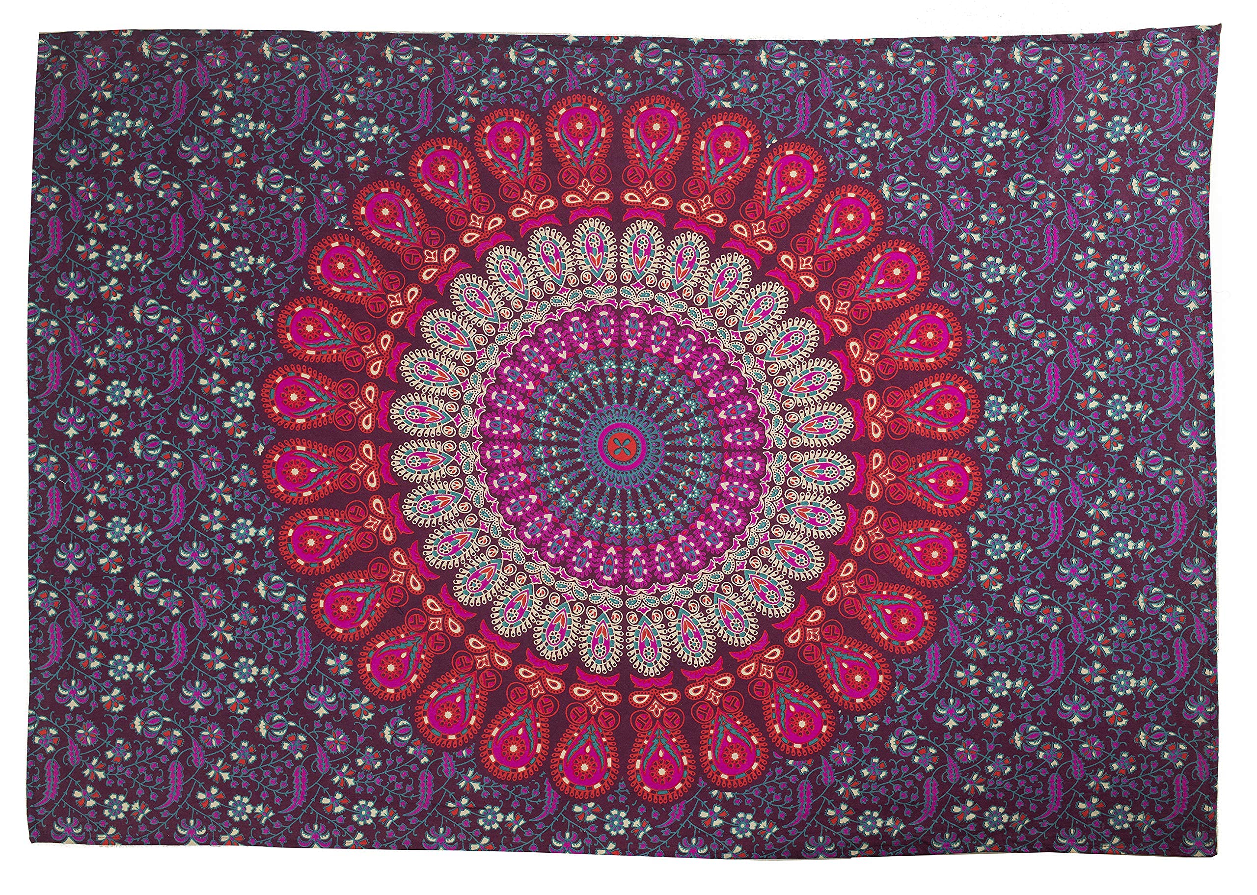 Popular Handicrafts Tapestry Wall Hanging Hippie Mandala Bohemian Hippy Psychedelic Design Indian Tapestries Bedspread (76 x 101 cms) 30 x 40 Inches, Purple