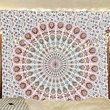 Bless International Indian Bohemian Mandala Wall Tapestry 54x60in Floral Gold