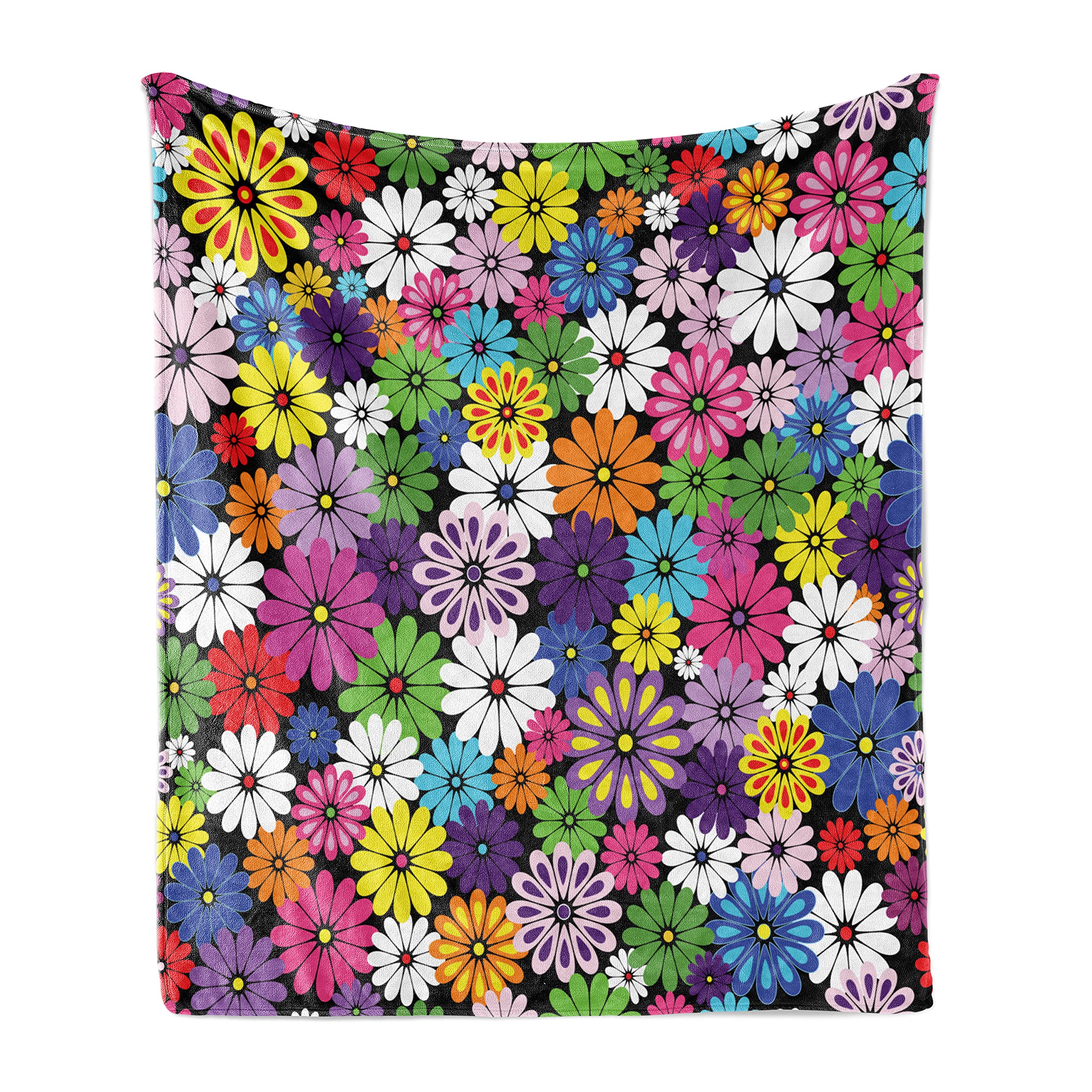 Ambesonne Flower Throw Blanket, Floral Vivid