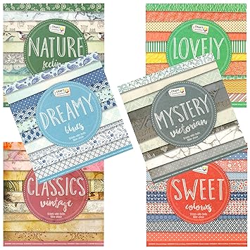 K7plus 6 x Scrapbooking Papier Motivblock mit je 50 Blättern Bedruckt Bastelpapier 300 Blätter 60 Designs