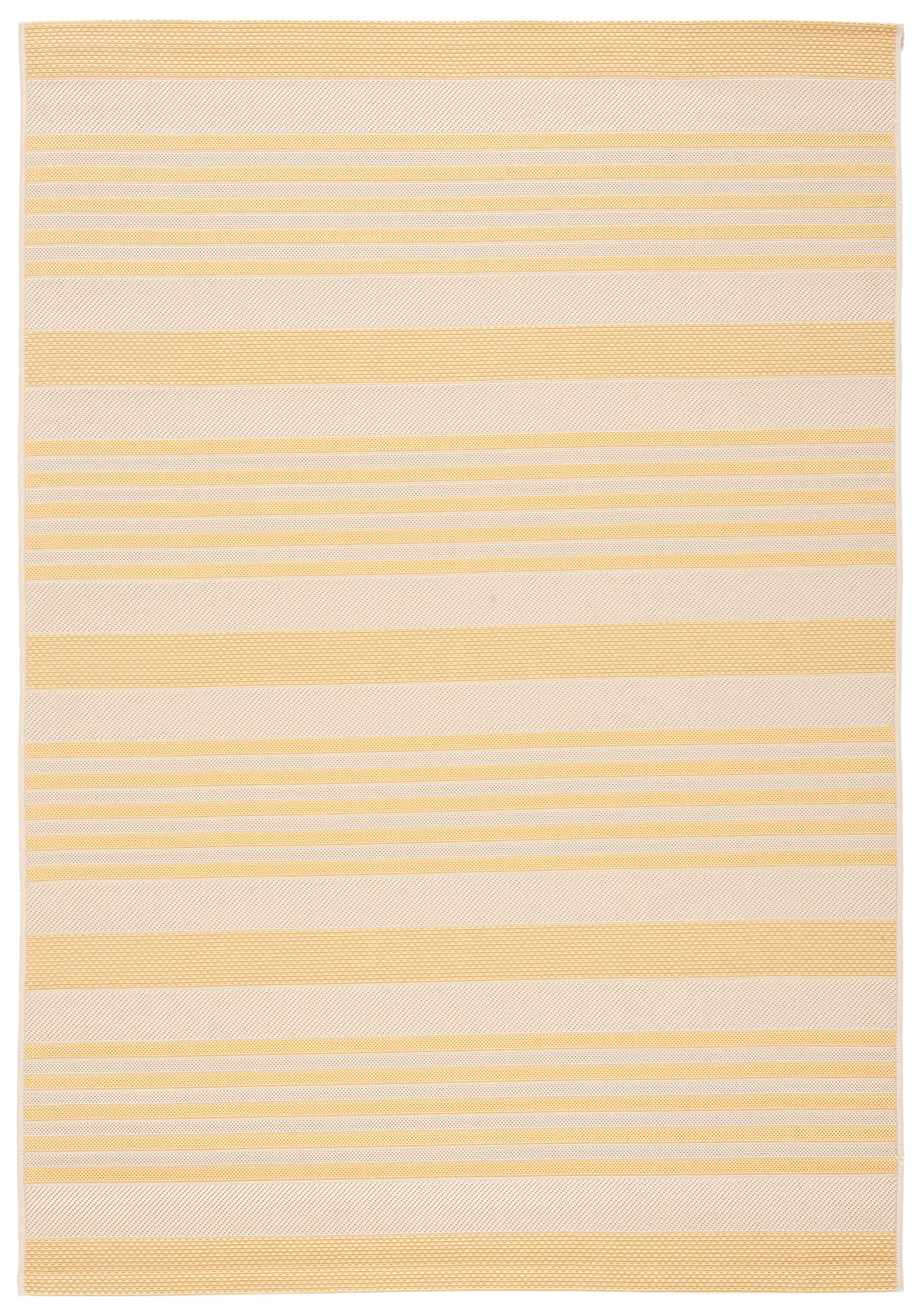 SAFAVIEH Courtyard Collection 6'7" x 9'6" Gold/Beige CY6062 Stripe Indoor/ Outside Waterproof Easy cleansingPatio Backyard Mudroom Area Mat Image
