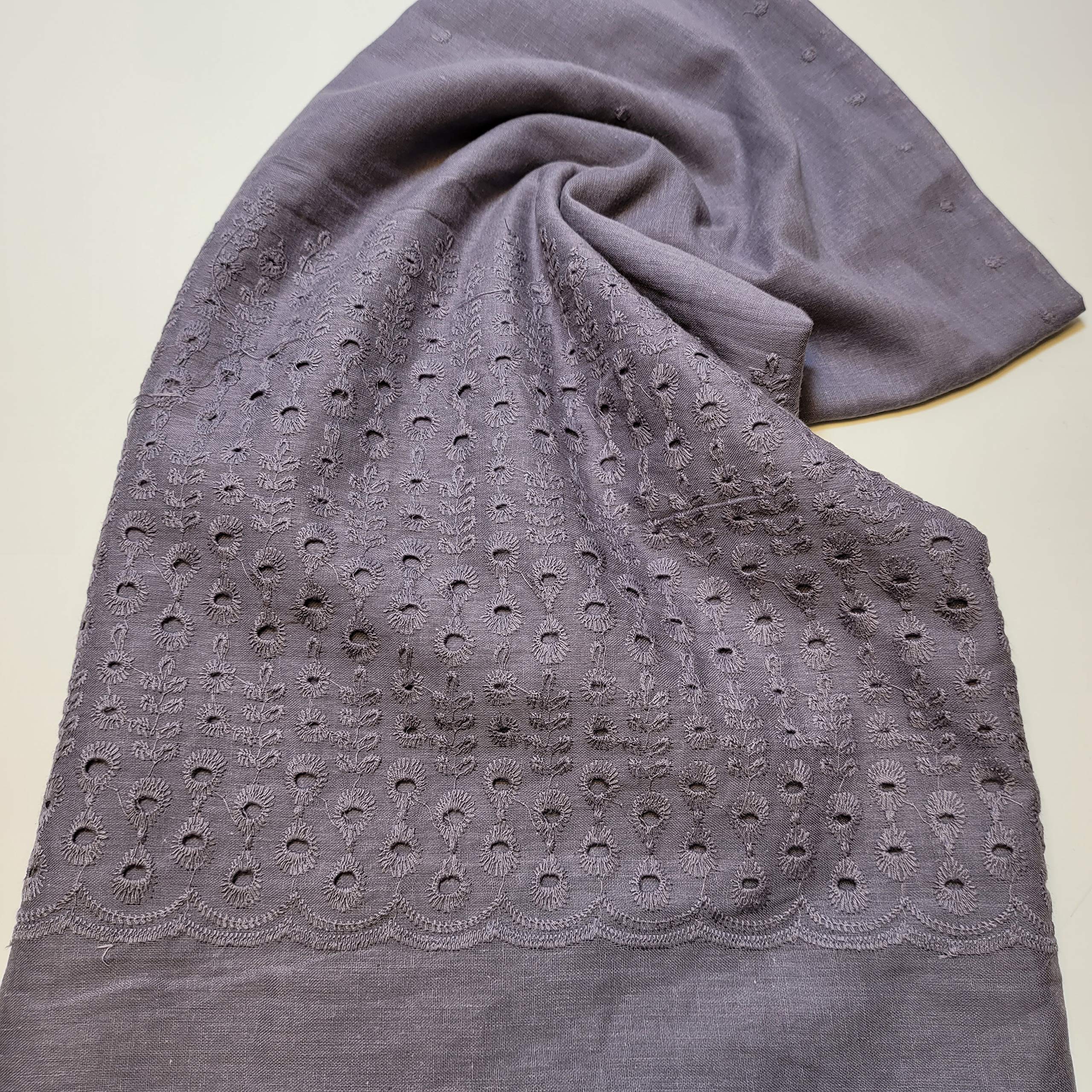 TEXTILE STATION New 100% Cotton Lawn Broderie Anglaise Embroidery Dress Craft Fabric 44" (Grey)